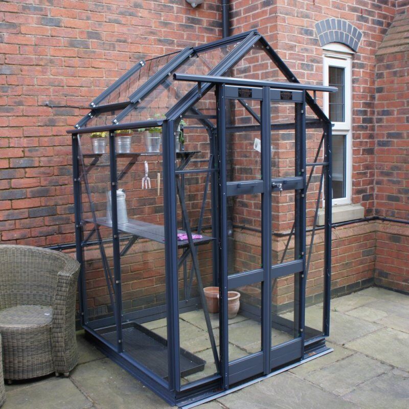 Elite Greenhouses Elite Compact 4x4 Greenhouse - Silver Plain Aluminium Finish