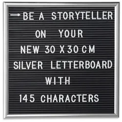 Relaxdays 10 x Letterboard 30 x 30 cm silber Schwarz,Silber
