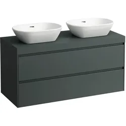 LAUFEN LANI Waschtischplatte verkehrsgrau inklusive Unterschrank, 2 Ausschnitte, 1185x495x580mm, H4055741122661, Farbe: Verkehrsgrau