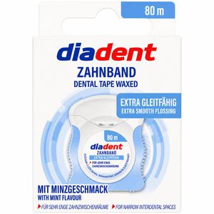 diadent Zahnseide 6829756007 Zahnband, gewachst, auf Rolle, mit Minzgeschmack, 80 m
