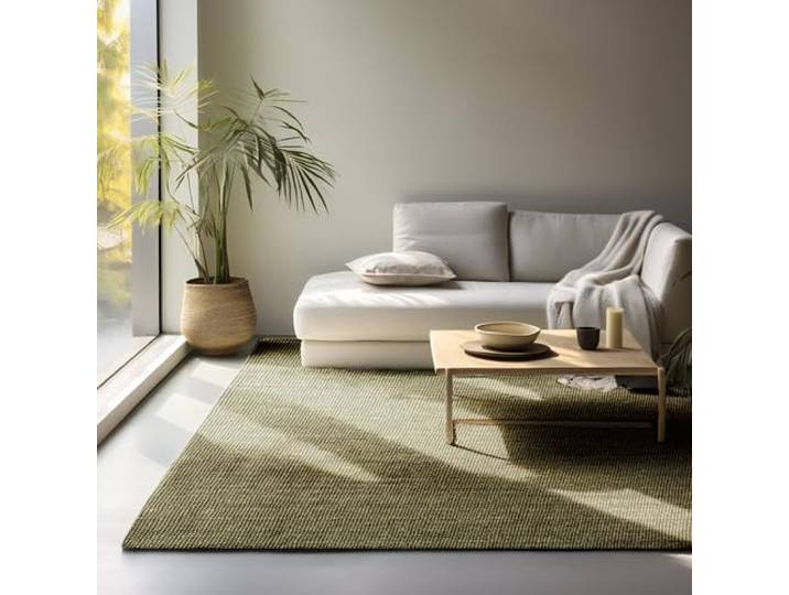 LIVUM Tapis Nature Jute Bouclé\, Tapis Naturel Style Rustique et Boheme\, Poils en Jute\, Boucles Subtils (Vert\, 190x280cm)