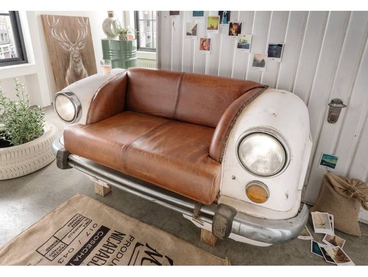 More2Home Sofa Autosofa AMBASSADOR, 2-Sitzer Front weiß/Leder, 158 cm breit