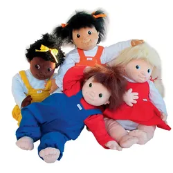 Stoffpuppe 65 cm Mehrfarbig Handgenäht Waschbar Ab 1 Jahr - Joyk Empathiepuppe Rabauken - Realistische Mimik, Nabel, Details