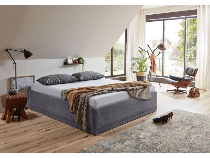 Westfalia Schlafkomfort Polsterbett Texel, Standardhöhe mit Zierkissen, Bettkasten bei Ausführung mit Matratze