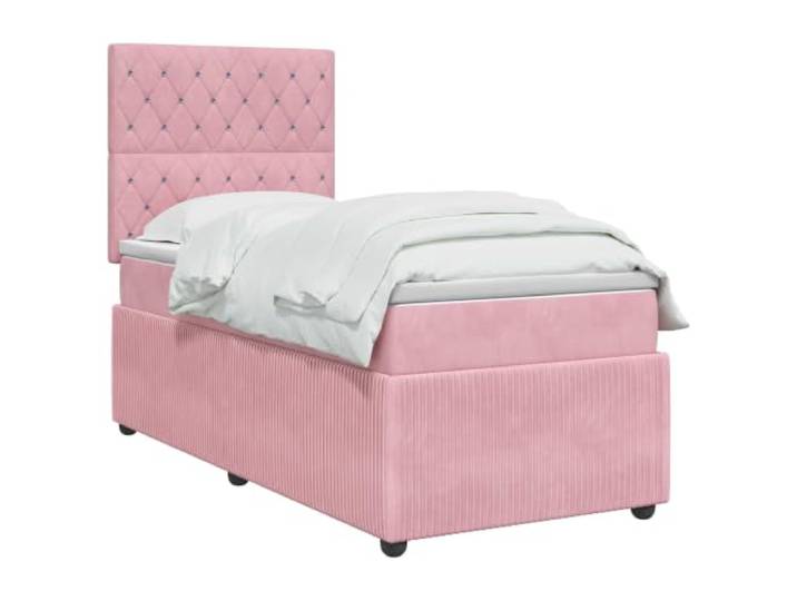 vidaXL LED Boxspringbett mit Matratze Rosa 80 x 200 cm Samt Integrierter LED-Streifen sorgt für eine coole Atmosphäre im Schlafzimmer, Leichter Zugang zum Stauraum unter dem Bett,