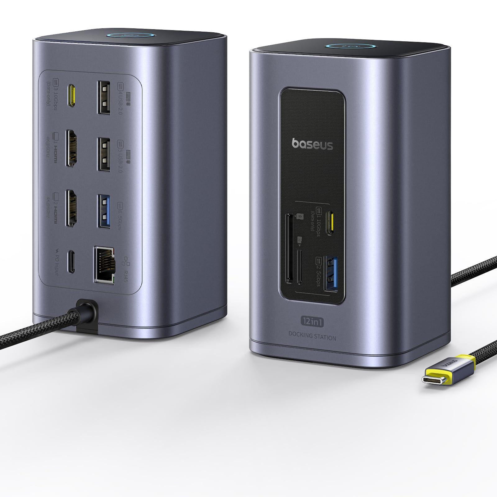Baseus Nomos Air 12-in-1 Docking Station voor 2 monitoren en Windows