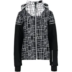 CMP Campagnolo, Damen, Skijacke, Damen Skijacke mit erweitertem geometrischem Druck (XXS), Mehrfarbig, Weiss, Schwarz