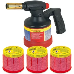 Rothenberger, Lötgerät, Industrial RoFlame Premium Lötlampe mit Piezo-Zündung 1.800 °C inkl. 3x C200 Kartusche (Lötlampe)
