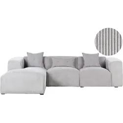 ECKSOFA 3-Sitzer Cord Hellgrau rechtsseitig Dolva