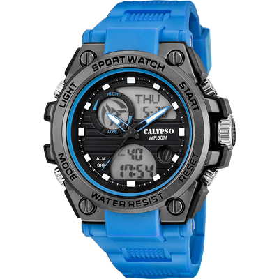 Chronograph CALYPSO WATCHES "Street Style", blau, Armbanduhren, Herren, Chronograph, Quarzuhr, Armbanduhr, Herrenuhr, analog, digital, Tag, Wochentag