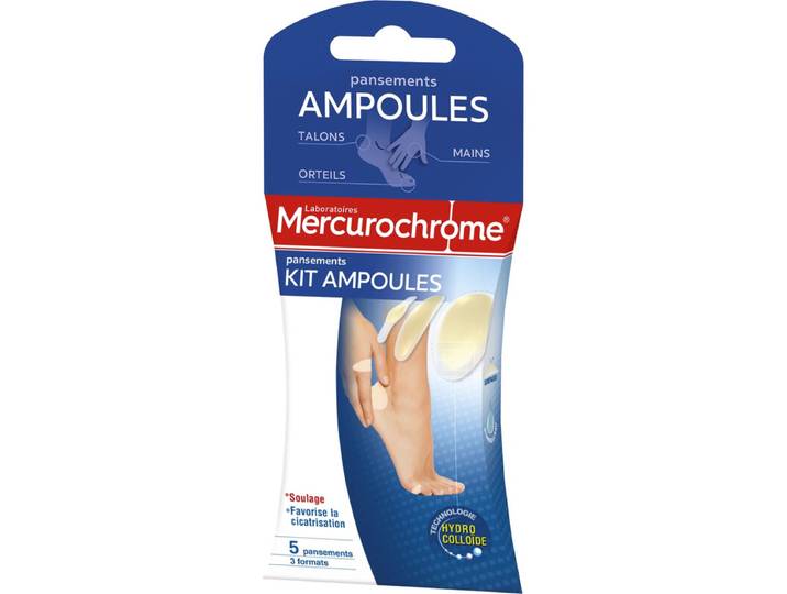 MERCUROCHROME Pansements Ampoules Hydrocolloïde 5 Pansements