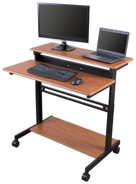 No Stand Up Desk Store Rolling Adjustable Height Two Tier Standing Desk Computer Workstation