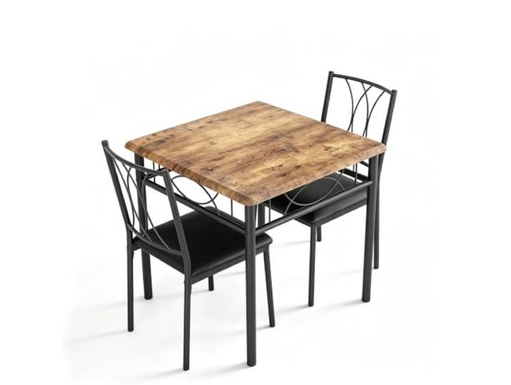 Hapterouse Esszimmer-Set 3-teilig 2 Personen Holz Metall Gepolstert Klassisch