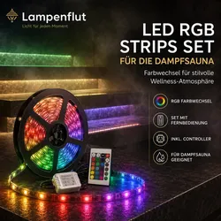 Dampfsauna LED RGB Strips Set Wasserdicht bis 100 grad celsius