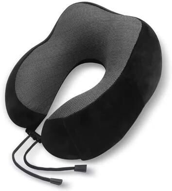 Uplift Essentials U Shaped Travel Pillow With Memory Cotton And Magnetic Fabric black