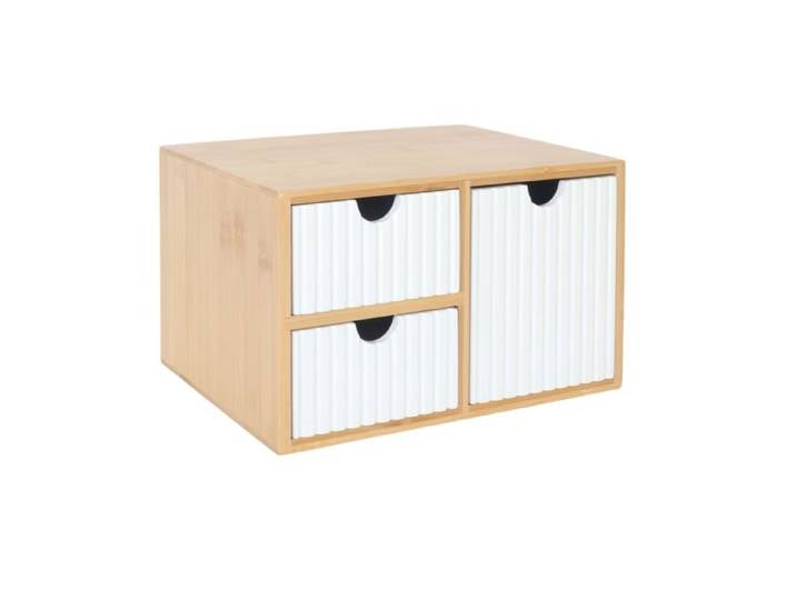Relaxdays Schubladenbox Bambus geriffelt