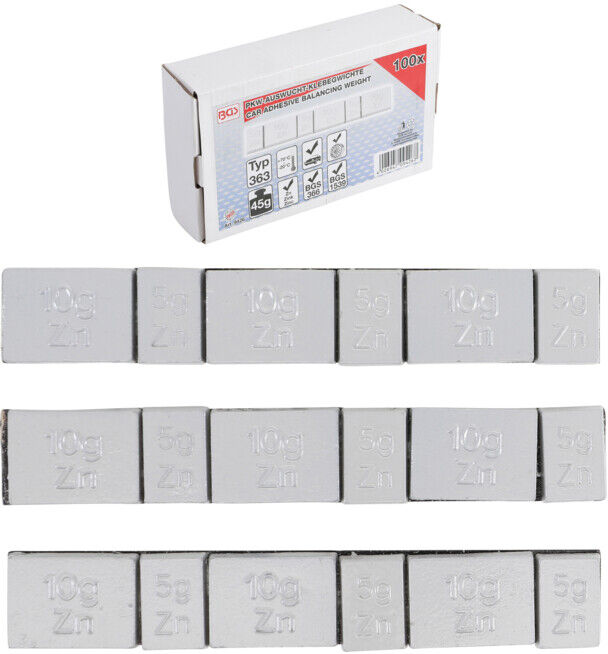 BGS Poids d’équilibrage autocollants type 363 45 g 100 pièces ; BGS technic (9426)