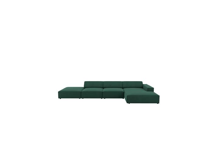 Design Ecksofa „Jodie“ mit abgerundeten Ottomanen (5-Sitzer) Strukturstoff Grün Chosen by Bloomingloft