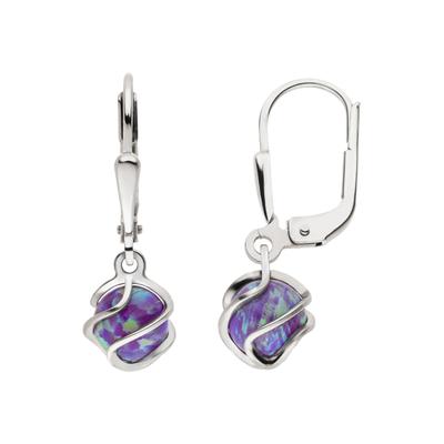 Paar Ohrhänger JOBO "Ohrringe 23 mm", lila (blau, blau), Ohrringe, Damen, Silber 925 (Sterlingsilber), 925 Silber mit Opal