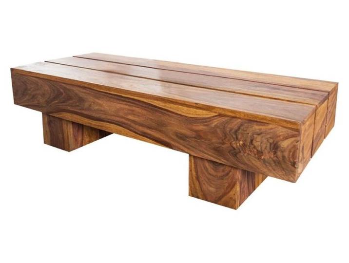 Table basse TOLB 100 cm en bois massif de Sheesham – Table basse rectangulaire style rustique