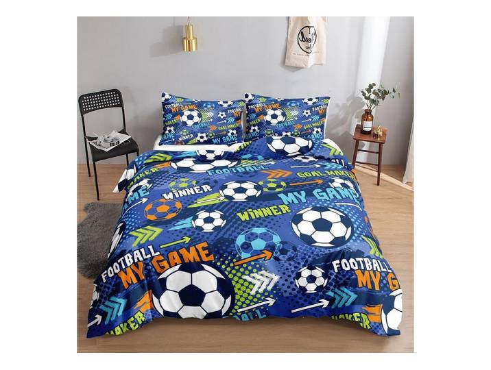 LuxusKollektion Kinderbettwäsche Bettwäsche-Set Fußball Cartoon 200x200cm