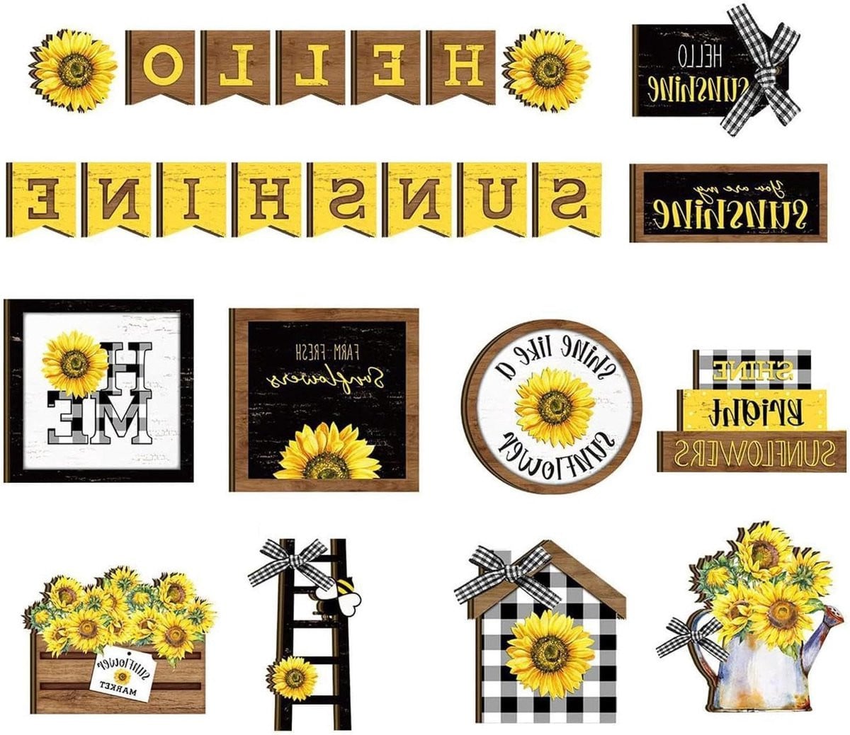 Zonnebloem Tafeldecoratie Gegradueerd Dienblad Set - 25 Stuks - Geel