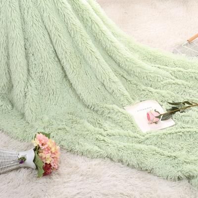 Uplift Picks Luxury Faux Fur Throw Blanket Soft Shaggy Bed And Sofa Blanket mint Green