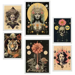 POSTER Set Mit 6 Mystischen Esoterischen A3 & A4 Weißer Rahmen