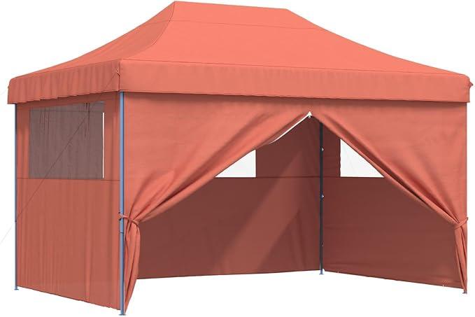 Robustes Gartenzelt mit Stahlgestell in Terrakotta, faltbares Pop-up Partyzelt für Veranstaltungen aus Oxford-Stoff und großes Popup-Zelt für Outdoor-Events als Partyzelte