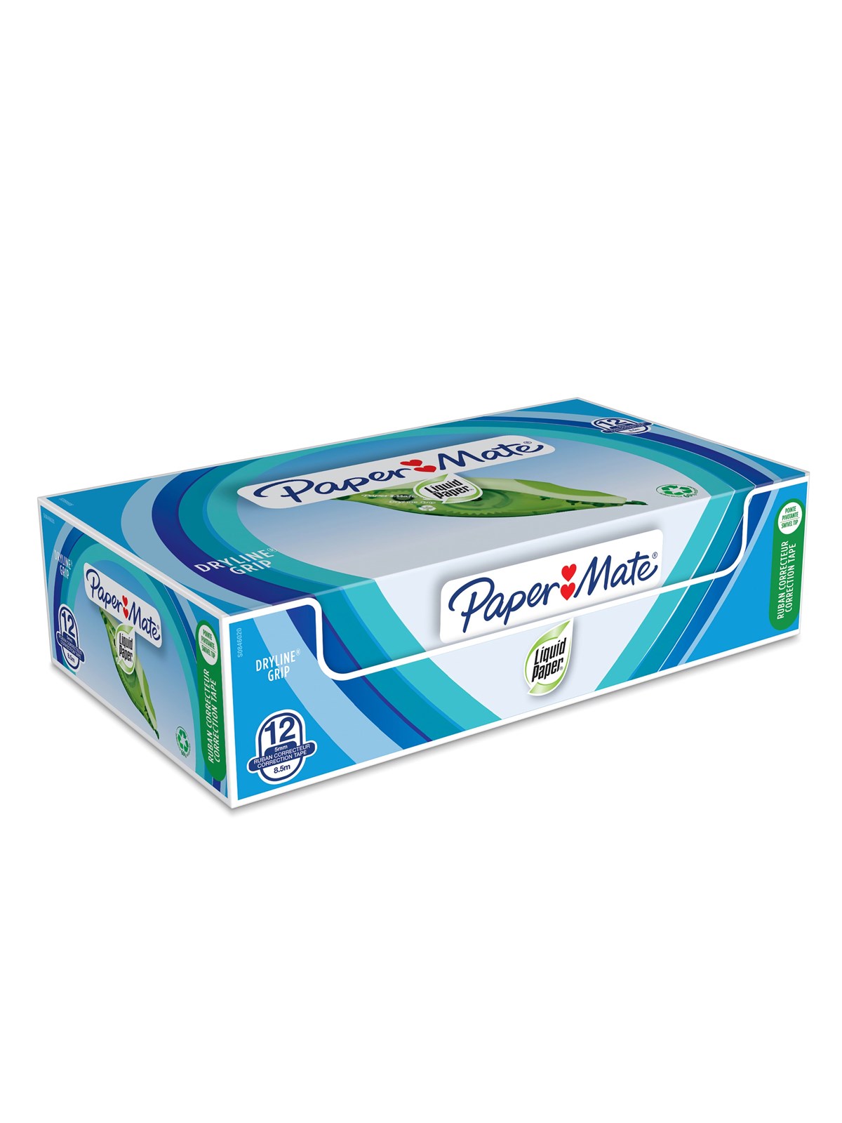 LIQUID PAPER Paper Mate Liquid Paper DryLine Grip-Korrekturband | recycelt | 12er-Box