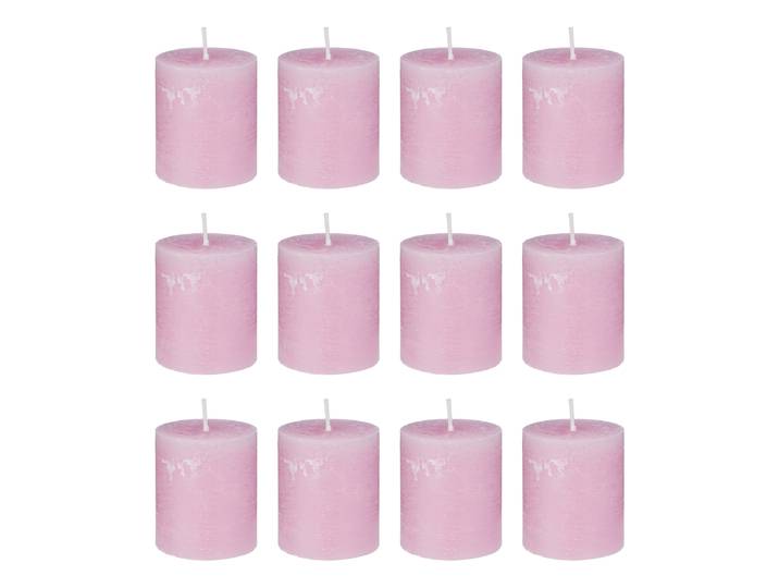 Stumpenkerze RUSTIC 12er-Set 8cm Rosa