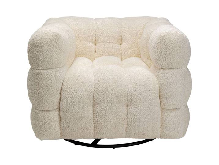 Fauteuil cubique pivotant en polyester bouclé crème