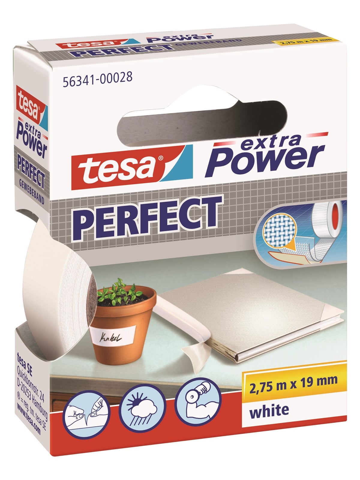 tesa extra Power Perfect White Gewebeband