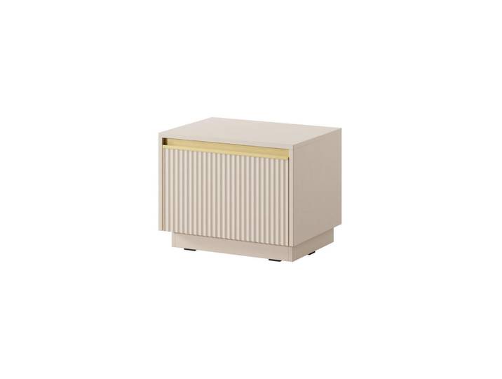 Furnlux Nachttisch Royal Beige, Gold 54x39x42 cm, Beige, Goldfarben, 54x42x39 cm, Schlafzimmer, Nachtkästchen