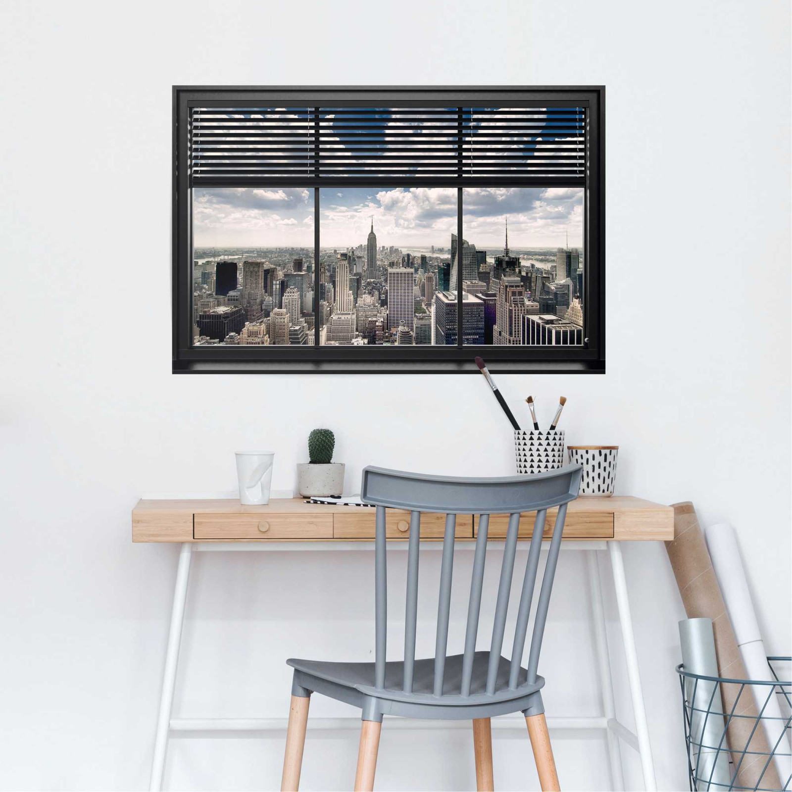 home24 Poster New York Window, meerkleurige papieren poster, Breedte: 61 cm, Hoogte: 92 cm