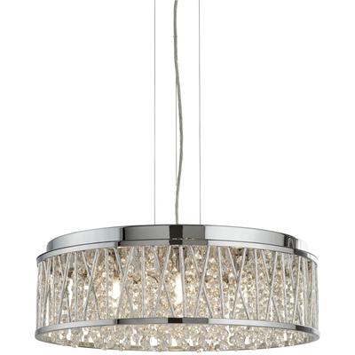 SEARCHLIGHT Hängeleuchte "Hängeleuchte Elise, 7-flammig", silber (chrom), 7, Ø 48cm H: 17cm, 1 Stk., Leuchten, Glamourös, Hängeleuchte