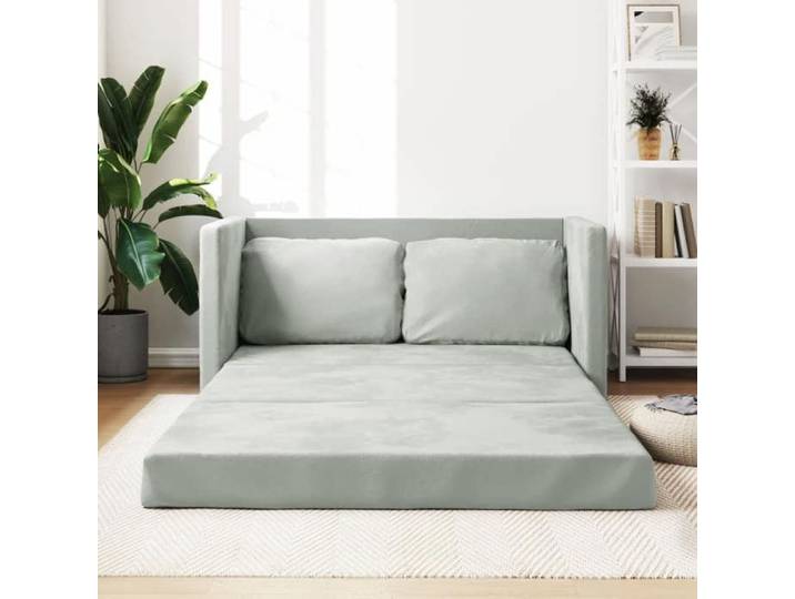 Canapé Relax convertible CLOUD - Canapé-lit 2 en 1 gris clair 122x204x55 cm velours 3553