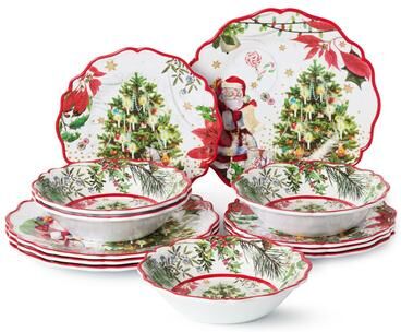 "Certified International Santa's Delivery Melamine 12 pc Dinnerware Set, Service for 4 - 11""L x 11""W x 0.5""H"