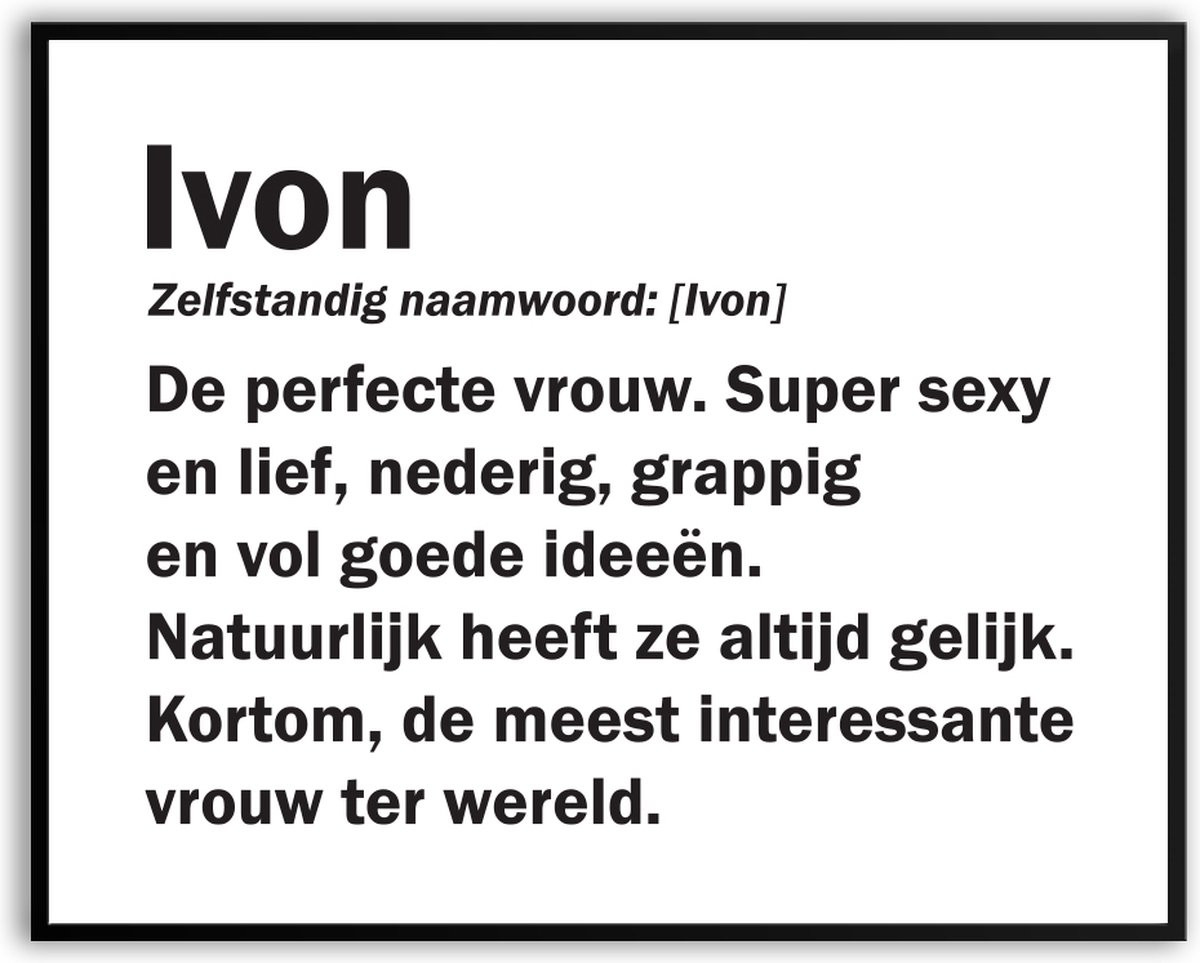 Ivon betekenis Grappige Fotolijst met glas, 50 x 70 cm