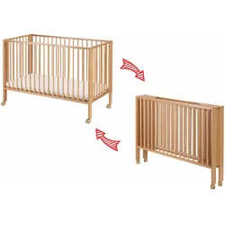 Tissi faltbares Kinderbett “Jori” / Babybett / Faltbett inkl. Matratze, Tissi: Buche Weiß