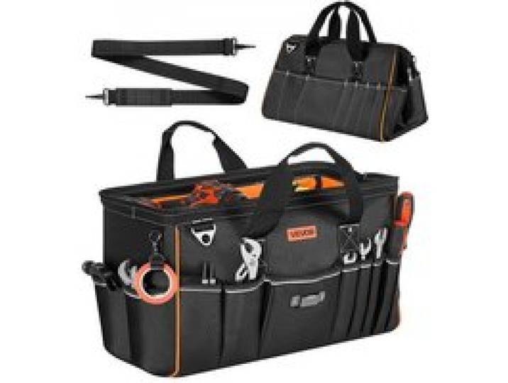 VEVOR Werkzeugtasche 51x25x28cm, Aufbewahrungstasche mit 14 Innen- & 19 Außenfächern, Wasserfester Werkzeug-Organizer aus Polyester mit Schultergurt & Reißverschluss, Werkzeugbeutel für Handwerker