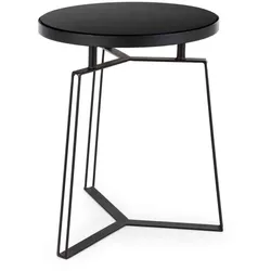 Beistelltisch Zaira aus Stahl und Glas, modern rund, schwarz, Ø 40 cm, pflegeleicht