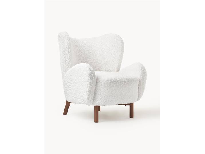 Fauteuil à oreilles en tissu peluche Kalia