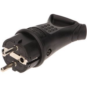 Orno Schutzkontaktstecker 60410, schwarz, aus Gummi, 16 A / 230 V, IP44 für außen