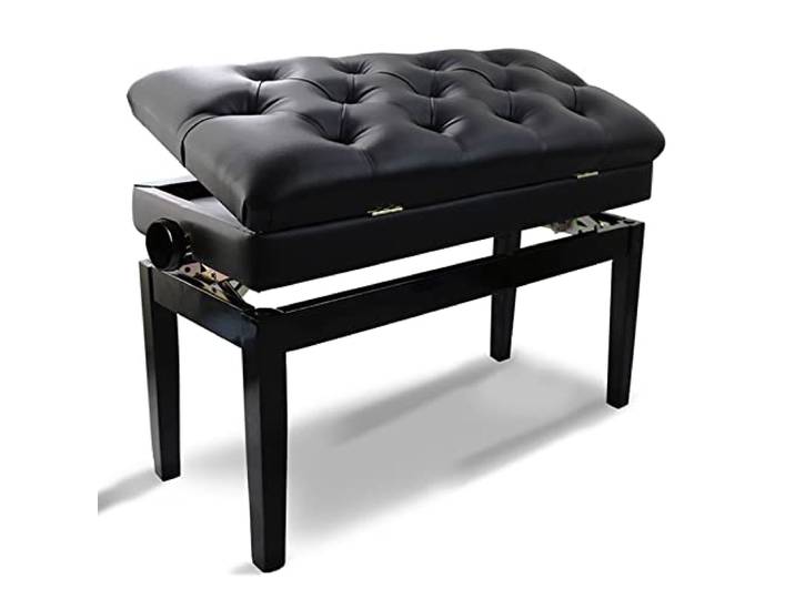 iumLeap Leder-Klavierbank, Deluxe-Klavierbank, Duett-Keyboardhocker, Massivholz, 10 cm, höhenverstellbare Bänke, 82 x 36 x 50-60 cm