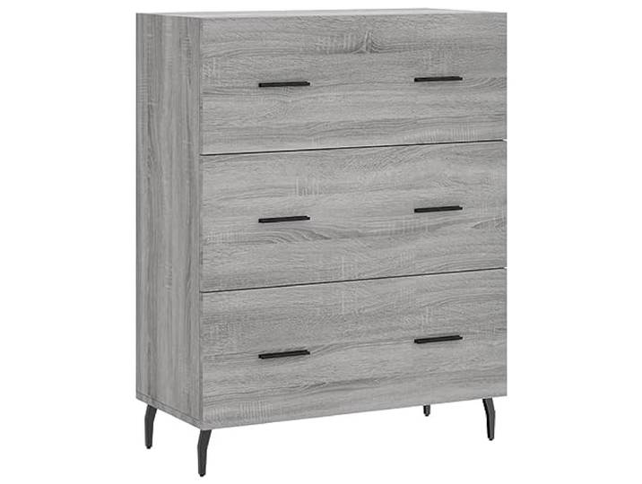 Kaorsrow Sideboard Kommode mit 3 Schubladen Grau Sonoma 69,5x34x90 cm Kompakte Flurkommode in Grau Sonoma mit Metallfüßen für strukturierte Aufbewahrung im Wohnzimmer oder Flur.