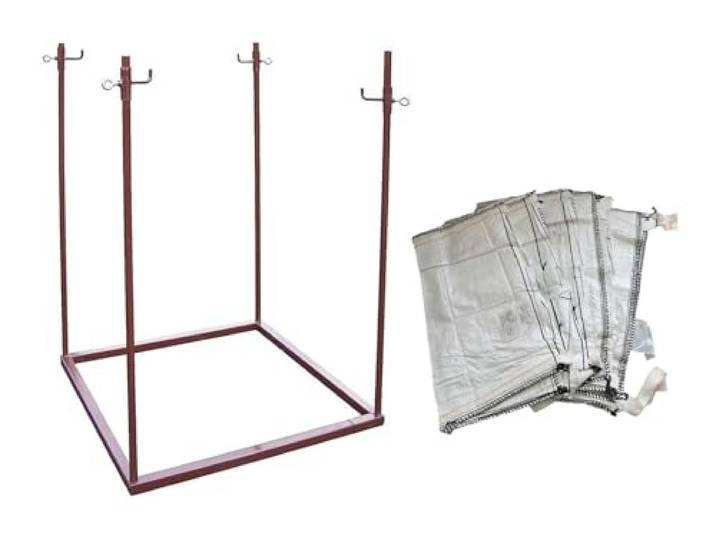 Miko® Big Bag Gestell – inkl. 5x Big Bags 90x90x90 cm mit 6 Schlaufen – robustes & stabiles Befüllgestell für Baustelle, Garten, Schüttgut, Sand, Kies, Holz – Heavy Duty Rahmen