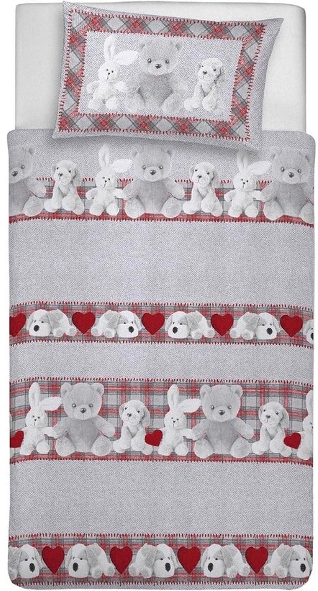 Rood Pluche Dekbedovertrekset Eenpersoons 155x200 cm