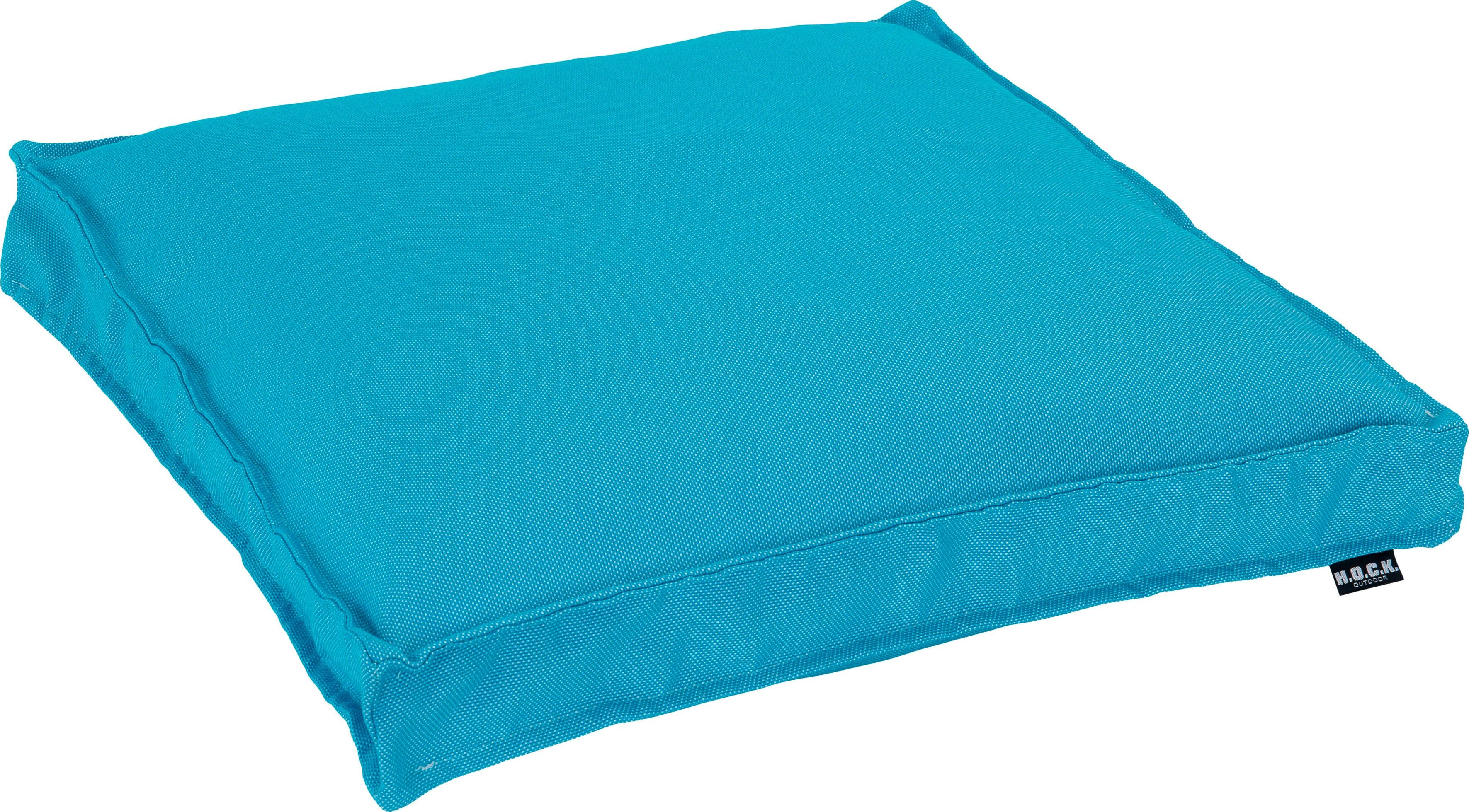 Sitzkissen H.O.C.K. "Caribe", blau (türkis, turquoise, unifarben), B:50cm H:5cm L:50cm, Polyacryl (dralon), Dekokissen_Sitzkissen_Kissenhüllen, Sitzkissen, Outdoor geeignet türkis, turquoise, unifarben B/L: 50cm x 50cm, 1 Stk.