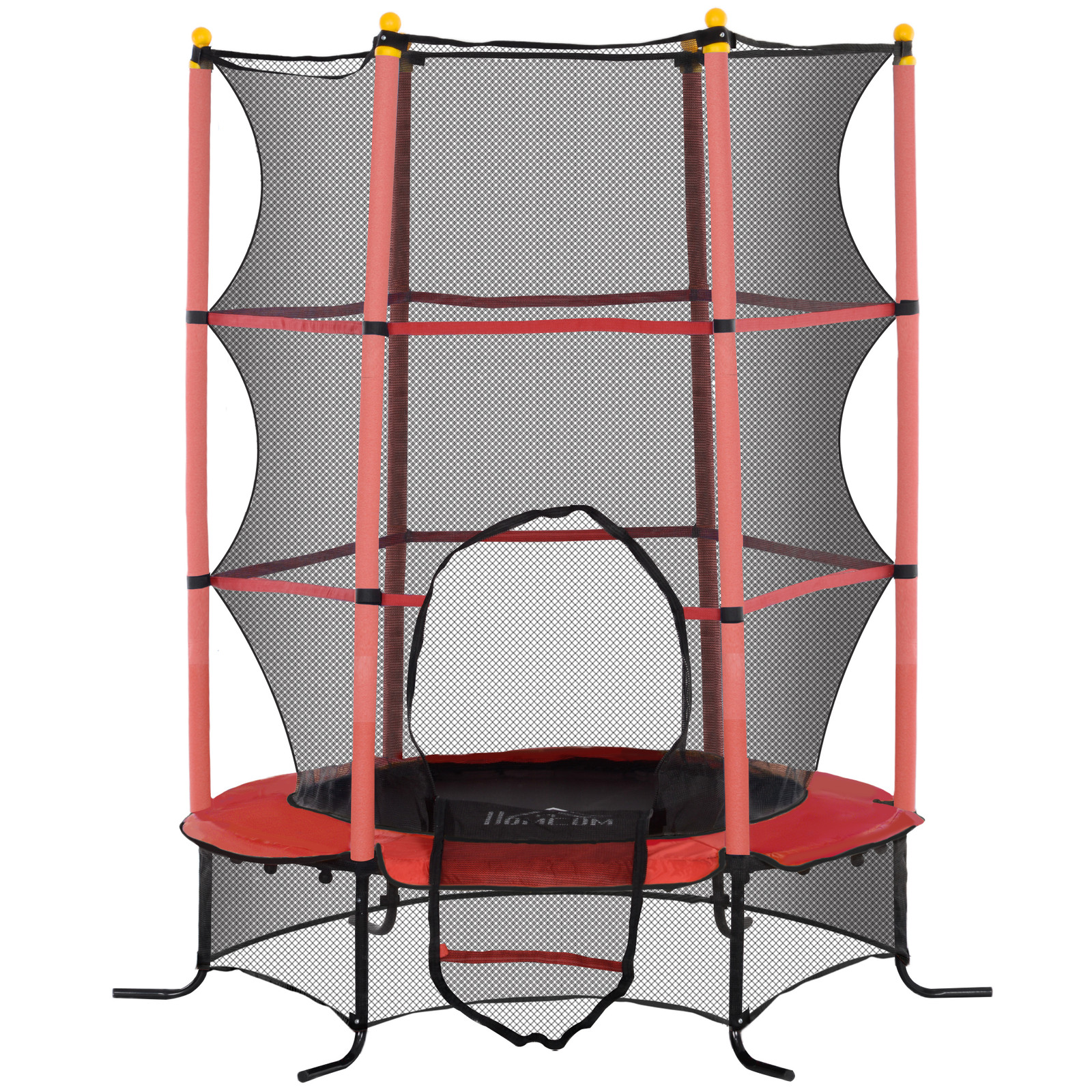 HOMCOM kindertrampoline met veiligheidsnet, rood, Ø 163 cm